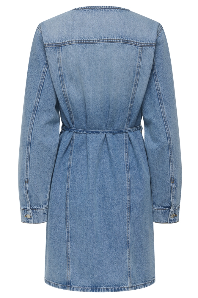 ONLMINNIE NO COLLAR BELT DENM DRESS 15357973 Light Blue Denim